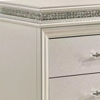 Table de chevet Royal Hampton à 2 tiroirs avec pieds en acrylique et accents en cristal, argent