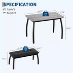 Ensemble table à manger de style banc Table à manger en bois avec 2 bancs Ensemble table et chaises pour 4 à 6 personnes Convient aux cuisines, appartements et studios
