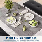 Ensemble table à manger de style banc Table à manger en bois avec 2 bancs Ensemble table et chaises pour 4 à 6 personnes Convient aux cuisines, appartements et studios