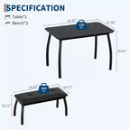 Ensemble table à manger de style banc Table à manger en bois avec 2 bancs Ensemble table et chaises pour 4 à 6 personnes Convient aux cuisines, appartements et studios