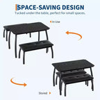 Ensemble table à manger de style banc Table à manger en bois avec 2 bancs Ensemble table et chaises pour 4 à 6 personnes Convient aux cuisines, appartements et studios