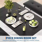 Ensemble table à manger de style banc Table à manger en bois avec 2 bancs Ensemble table et chaises pour 4 à 6 personnes Convient aux cuisines, appartements et studios