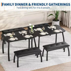 Ensemble table à manger de style banc Table à manger en bois avec 2 bancs Ensemble table et chaises pour 4 à 6 personnes Convient aux cuisines, appartements et studios