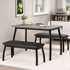 Ensemble table à manger de style banc Table à manger en bois avec 2 bancs Ensemble table et chaises pour 4 à 6 personnes Convient aux cuisines, appartements et studios