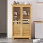 TOPMAX Garde-manger de cuisine 44,7x20x75 pouces, armoire de rangement de cuisine autoportante avec portes vitrées et 4 tiroirs intégrés pour salon