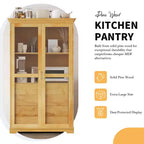 TOPMAX Garde-manger de cuisine 44,7x20x75 pouces, armoire de rangement de cuisine autoportante avec portes vitrées et 4 tiroirs intégrés pour salon