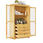 TOPMAX Garde-manger de cuisine 44,7x20x75 pouces, armoire de rangement de cuisine autoportante avec portes vitrées et 4 tiroirs intégrés pour salon