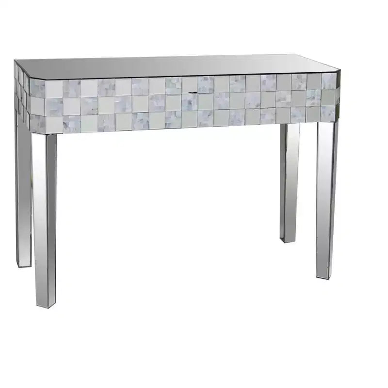Royal Hampton Chequered Pattern Console Table In Rectangular Shape, Clear