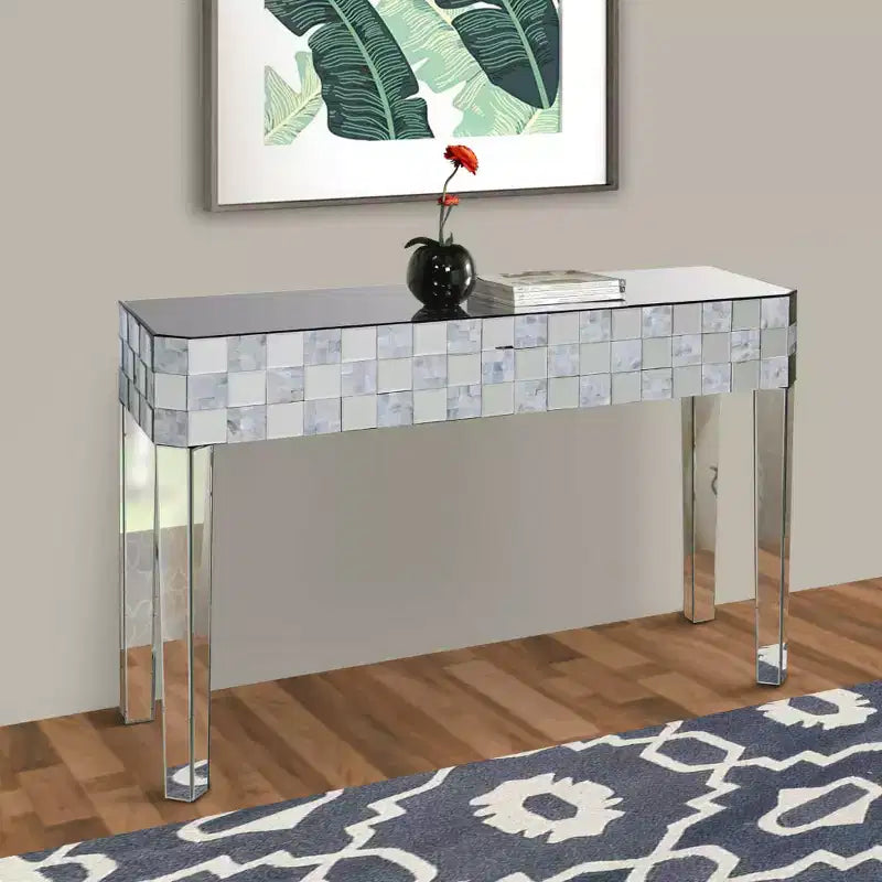 Console Royal Hampton à motif carreaux de forme rectangulaire, transparente