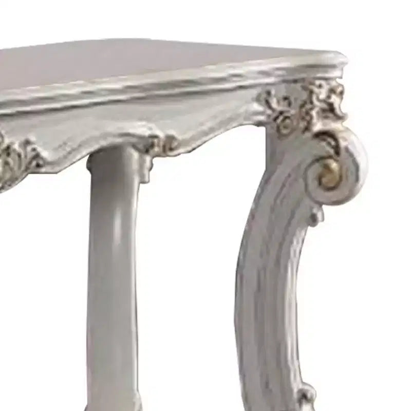 Console de canapé Royal Hampton de 58 pouces, pieds roulés classiques, or brossé, étagère