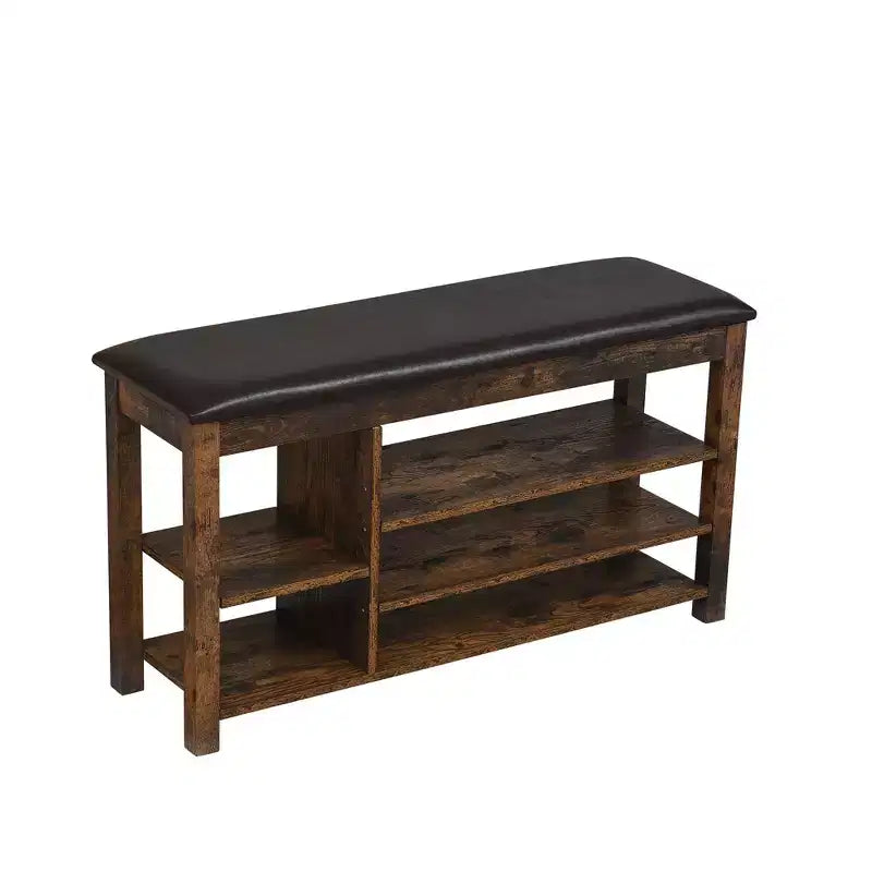 Banc à chaussures Homy Casa avec plateau relevable, étagères inférieures réglables et rangement dissimulé, petit espace, cadeau de Noël, marron vintage