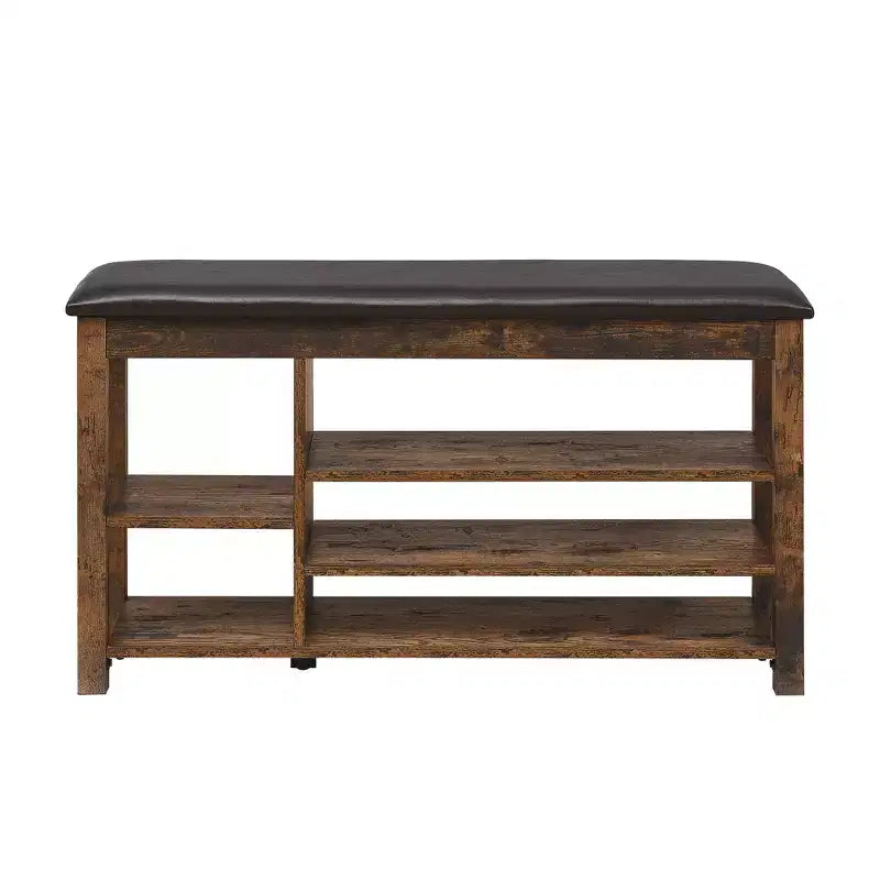Banc à chaussures Homy Casa avec plateau relevable, étagères inférieures réglables et rangement dissimulé, petit espace, cadeau de Noël, marron vintage