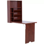 Wall Mounted Fold Out Convertible Desk-Function Floating Desk with Storage Shelf for Home Office