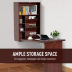 Bureau mural pliant convertible - Bureau flottant fonctionnel avec étagère de rangement pour bureau à domicile