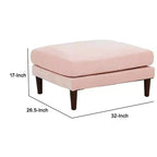 Pouf modulaire Royal Hampton de 32 pouces, coussin carré, pieds en bois, rose poudré