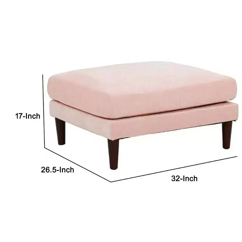 Pouf modulaire Royal Hampton de 32 pouces, coussin carré, pieds en bois, rose poudré
