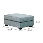 Pouf Royal Hampton, dessus rembourré en polyester sarcelle, bois noir, 102 cm