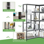Celebalcony Bibliothèque d'angle à 5 niveaux, étagère en forme de L de 180 cm de haut, étagère d'angle de rangement avec cadre en métal pour salon et bureau à domicile