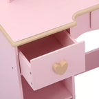Coiffeuse en bois pour enfants avec 3 tiroirs et miroir, adaptée aux 3-9 ans