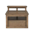 Table basse à 2 niveaux avec tiroir en rotin, table centrale carrée en bois avec étagère de rangement et 2 plateaux pour le salon