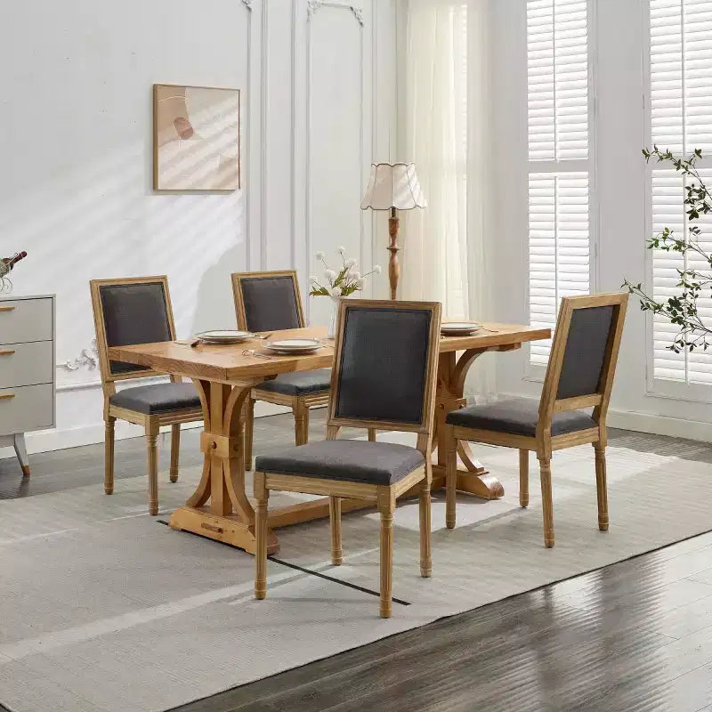 Lot de 2 chaises de salle à manger en bois de style ferme avec assise et dossier rembourrés, chaises d'appoint sans accoudoirs pour salle à manger, cuisine ou salon-Panipeachy