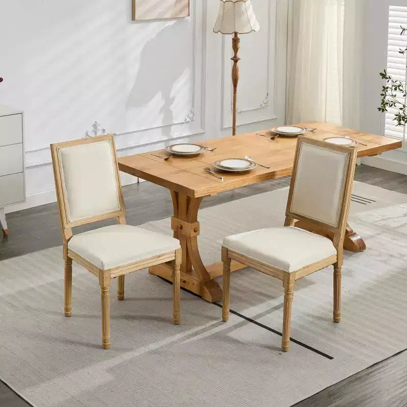 Lot de 2 chaises de salle à manger en bois de style ferme avec assise et dossier rembourrés, chaises d'appoint sans accoudoirs pour salle à manger, cuisine ou salon-Panipeachy