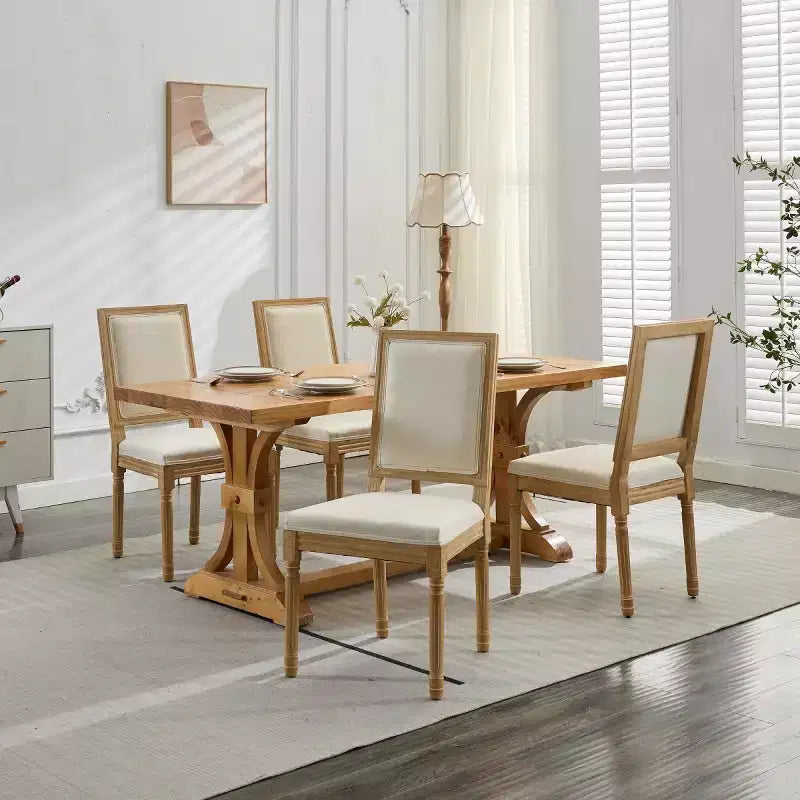Lot de 2 chaises de salle à manger en bois de style ferme avec assise et dossier rembourrés, chaises d'appoint sans accoudoirs pour salle à manger, cuisine ou salon-Panipeachy