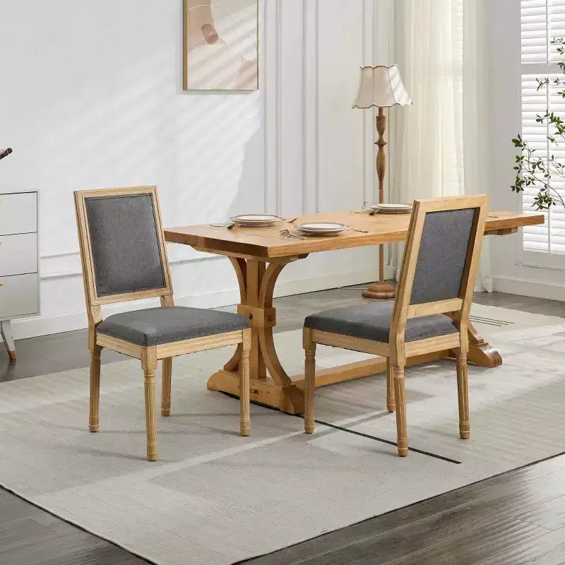 Lot de 2 chaises de salle à manger en bois de style ferme avec assise et dossier rembourrés, chaises d'appoint sans accoudoirs pour salle à manger, cuisine ou salon-Panipeachy