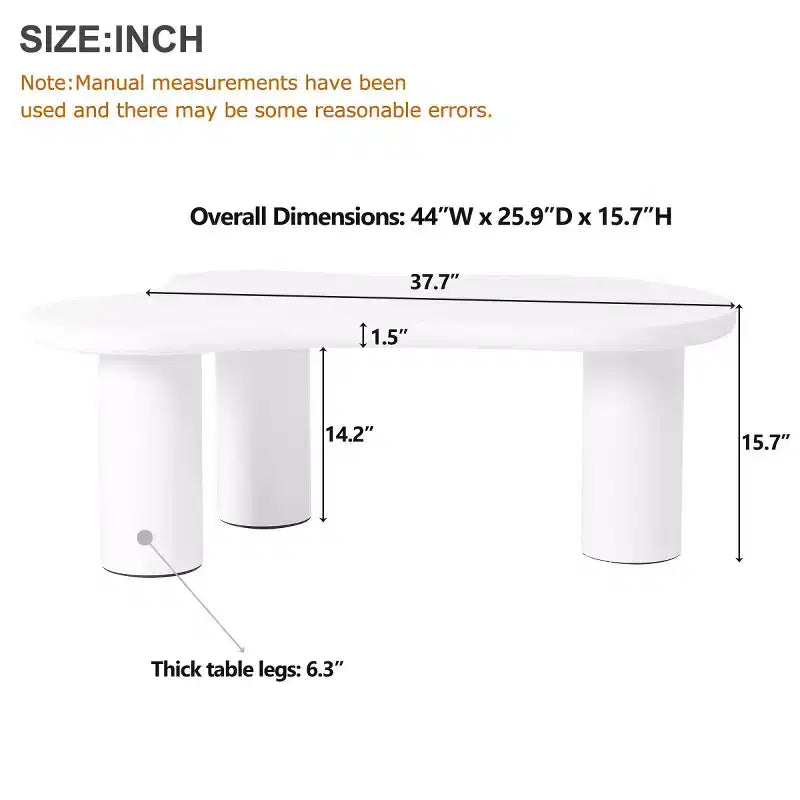 Table Basse en Forme de Nuage 37W avec 3 Pieds, Table Basse Unique, Table Basse Abstraite Irrégulière, Table Basse pour Salon - Panipeachy