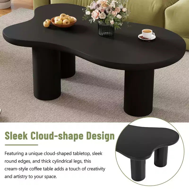 Table Basse en Forme de Nuage 37W avec 3 Pieds, Table Basse Unique, Table Basse Abstraite Irrégulière, Table Basse pour Salon - Panipeachy