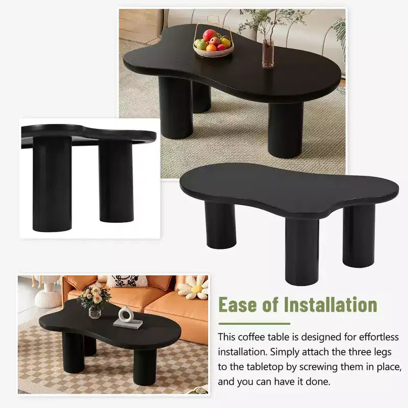 Table Basse en Forme de Nuage 37W avec 3 Pieds, Table Basse Unique, Table Basse Abstraite Irrégulière, Table Basse pour Salon - Panipeachy
