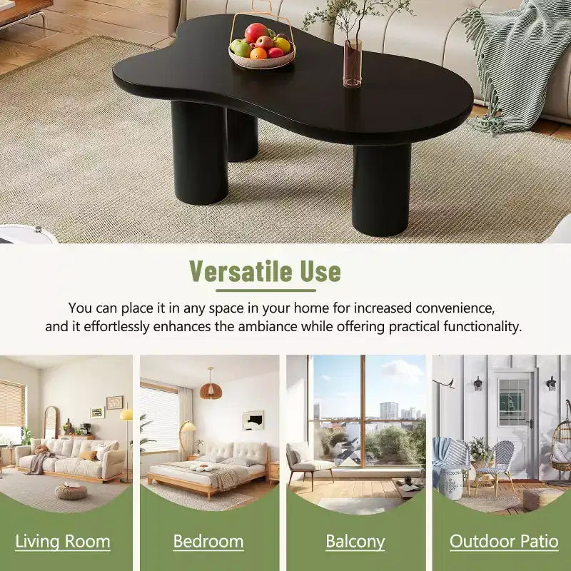 Table Basse en Forme de Nuage 37W avec 3 Pieds, Table Basse Unique, Table Basse Abstraite Irrégulière, Table Basse pour Salon - Panipeachy