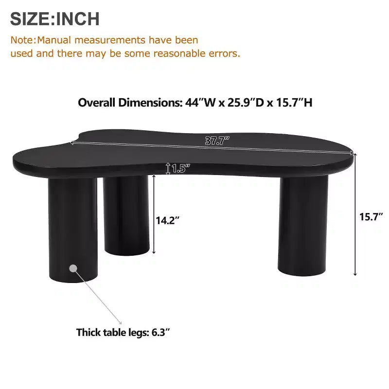 Table Basse en Forme de Nuage 37W avec 3 Pieds, Table Basse Unique, Table Basse Abstraite Irrégulière, Table Basse pour Salon - Panipeachy