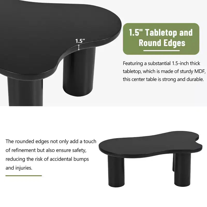 Table Basse en Forme de Nuage 37W avec 3 Pieds, Table Basse Unique, Table Basse Abstraite Irrégulière, Table Basse pour Salon - Panipeachy