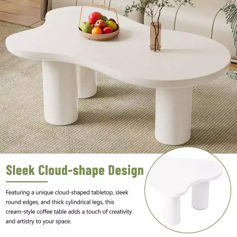 Table Basse en Forme de Nuage 37W avec 3 Pieds, Table Basse Unique, Table Basse Abstraite Irrégulière, Table Basse pour Salon - Panipeachy