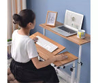 Bureau mobile de 81 cm avec roulettes, table d'ordinateur réglable en hauteur pour bureau à domicile, tapis de marche, poste de travail compact