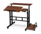 Bureau mobile de 81 cm avec roulettes, table d'ordinateur réglable en hauteur pour bureau à domicile, tapis de marche, poste de travail compact