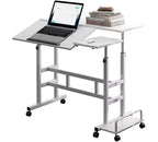 Bureau mobile de 81 cm avec roulettes, table d'ordinateur réglable en hauteur pour bureau à domicile, tapis de marche, poste de travail compact