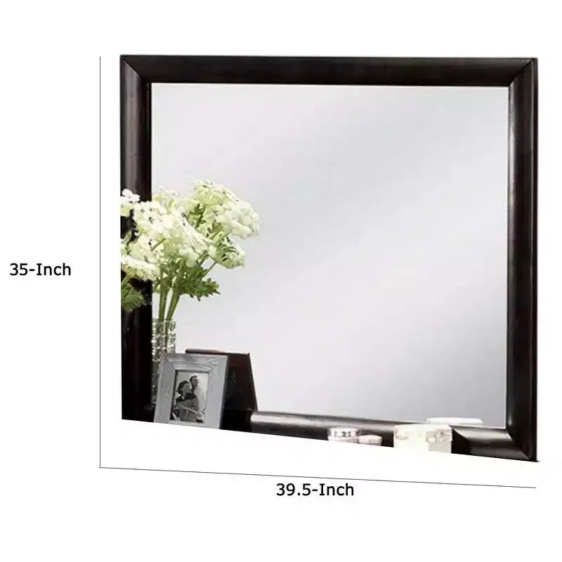 Miroir de courtoisie de commode Royal Hampton, cadre en bois massif noir moderne de 40 pouces