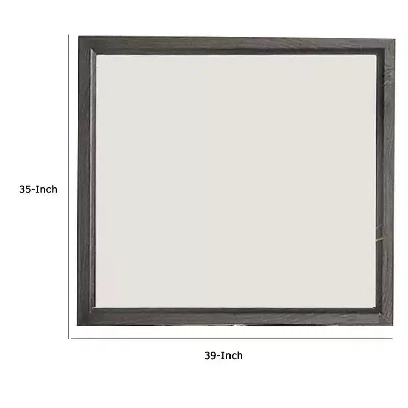 Miroir de coiffeuse Royal Hampton, cadre en bois gris contemporain de 39 pouces