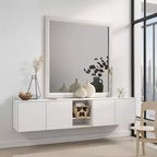 Miroir de courtoisie Royal Hampton, cadre en bois blanc de style moderne de 39 pouces