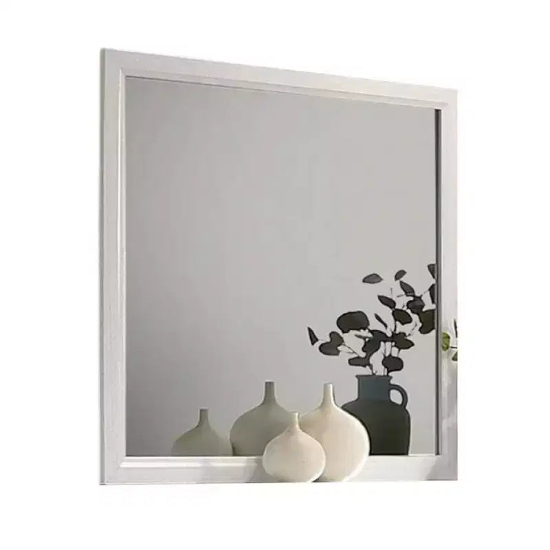 Miroir de courtoisie Royal Hampton, cadre en bois blanc de style moderne de 39 pouces