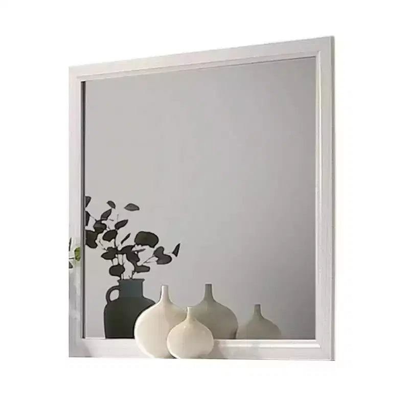 Miroir de courtoisie Royal Hampton, cadre en bois blanc de style moderne de 39 pouces