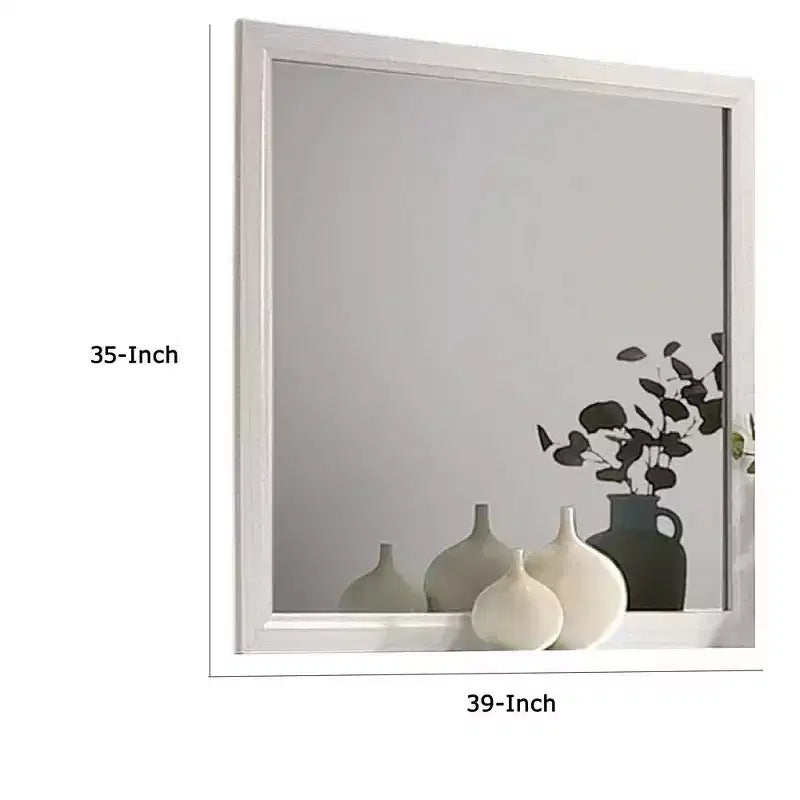 Miroir de courtoisie Royal Hampton, cadre en bois blanc de style moderne de 39 pouces