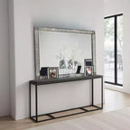 Miroir de commode Royal Hampton, cadre à garniture en cristal, bois massif gris de 46 pouces