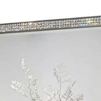 Miroir de commode Royal Hampton, cadre à garniture en cristal, bois massif gris de 46 pouces