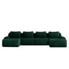 146 Canapé modulable en U, flanelle, 4 places, avec pouf, boucle, aucun assemblage requis, vert
