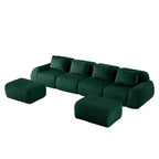146 Canapé modulable en U, flanelle, 4 places, avec pouf, boucle, aucun assemblage requis, vert
