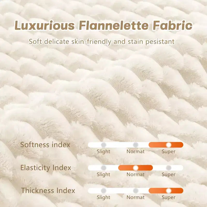 Canapé modulable en forme de L en flanelle 82 places avec pouf et boucle, aucun assemblage requis, couleur crème
