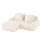 Canapé modulable en forme de L en flanelle 82 places avec pouf et boucle, aucun assemblage requis, couleur crème